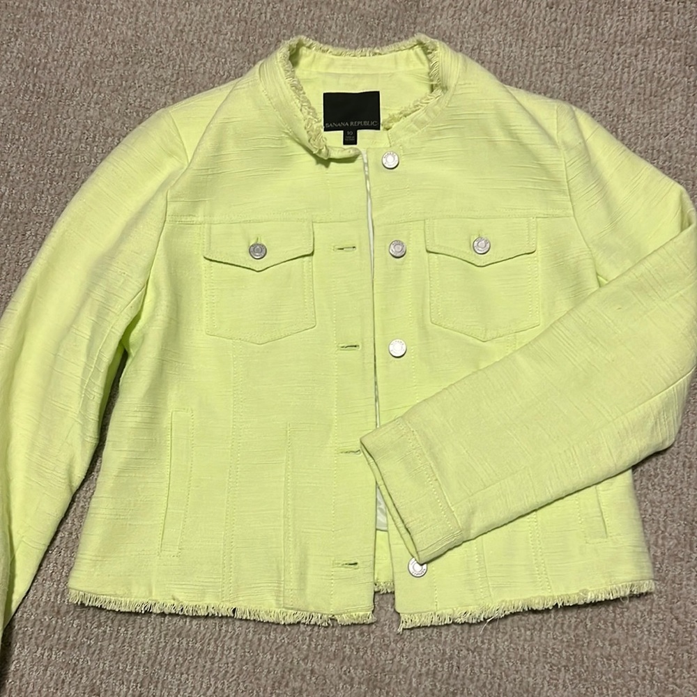 NWOT Banana Republic Jacket in Lime with Fringe - Size 10
